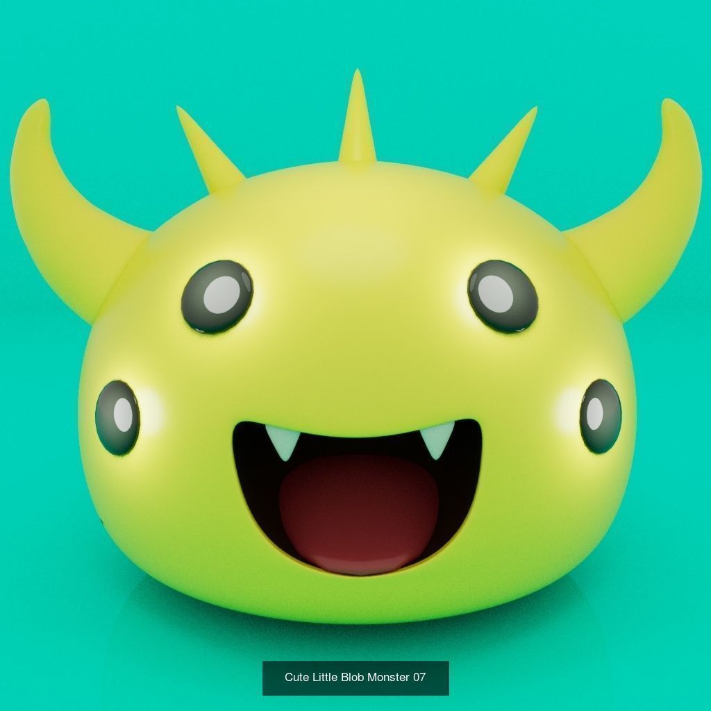 Cute Little Blob Monsters 3D Model Collection_7
