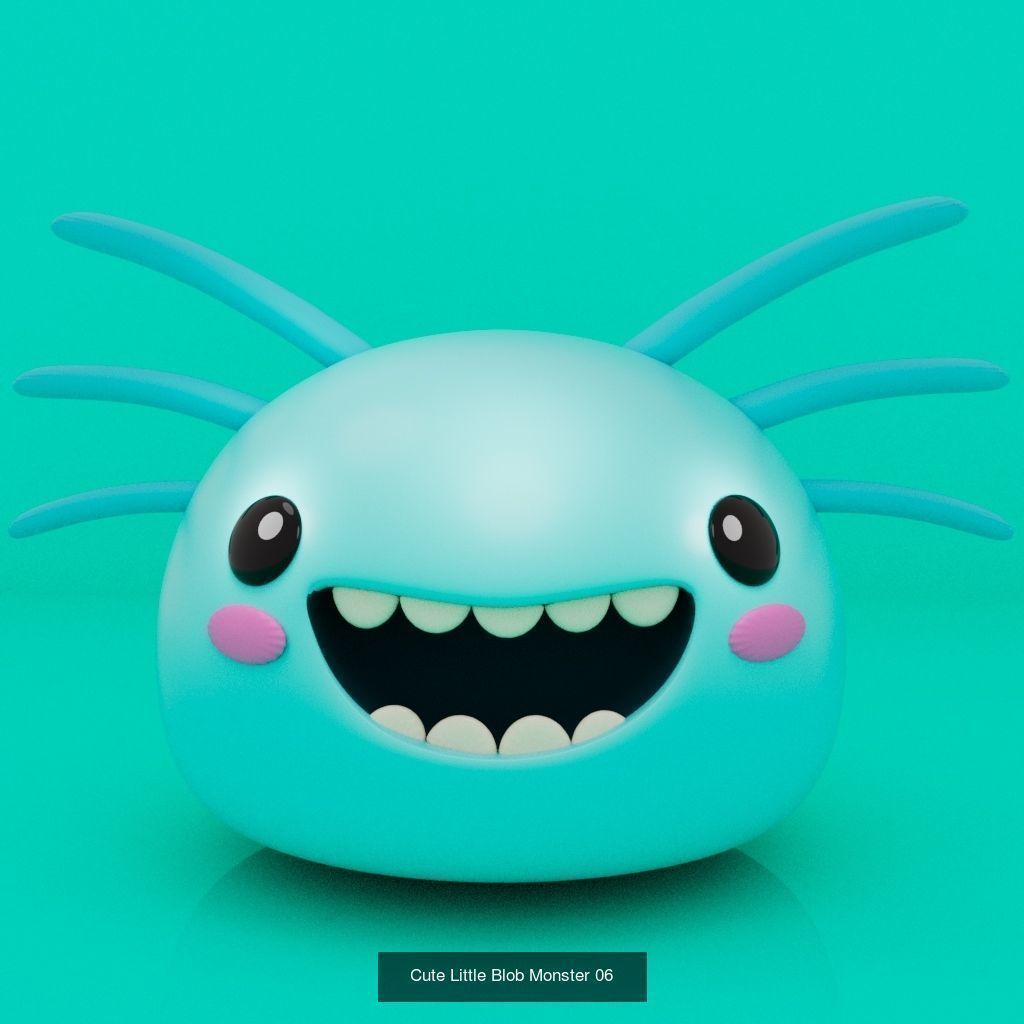 Cute Little Blob Monsters 3D Model Collection_6