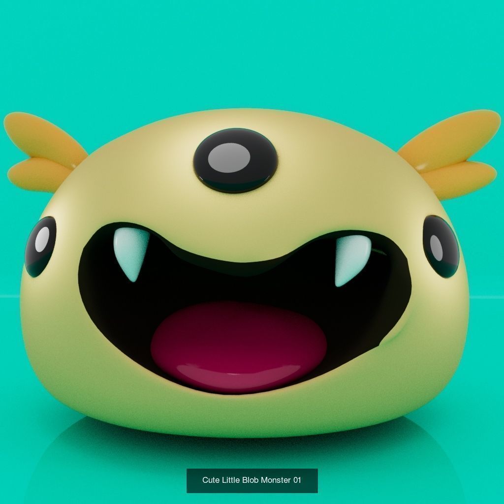 Cute Little Blob Monsters 3D Model Collection_1