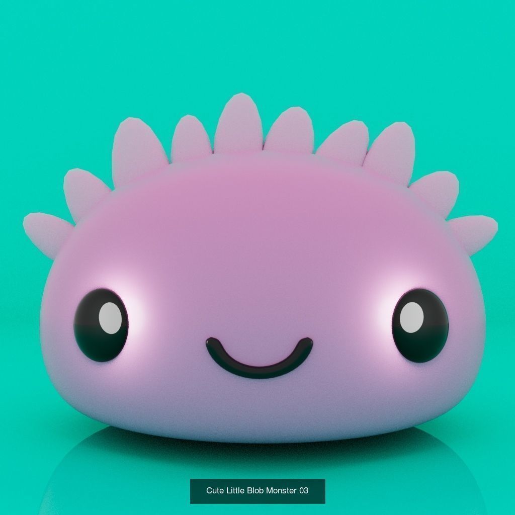 Cute Little Blob Monsters 3D Model Collection_3