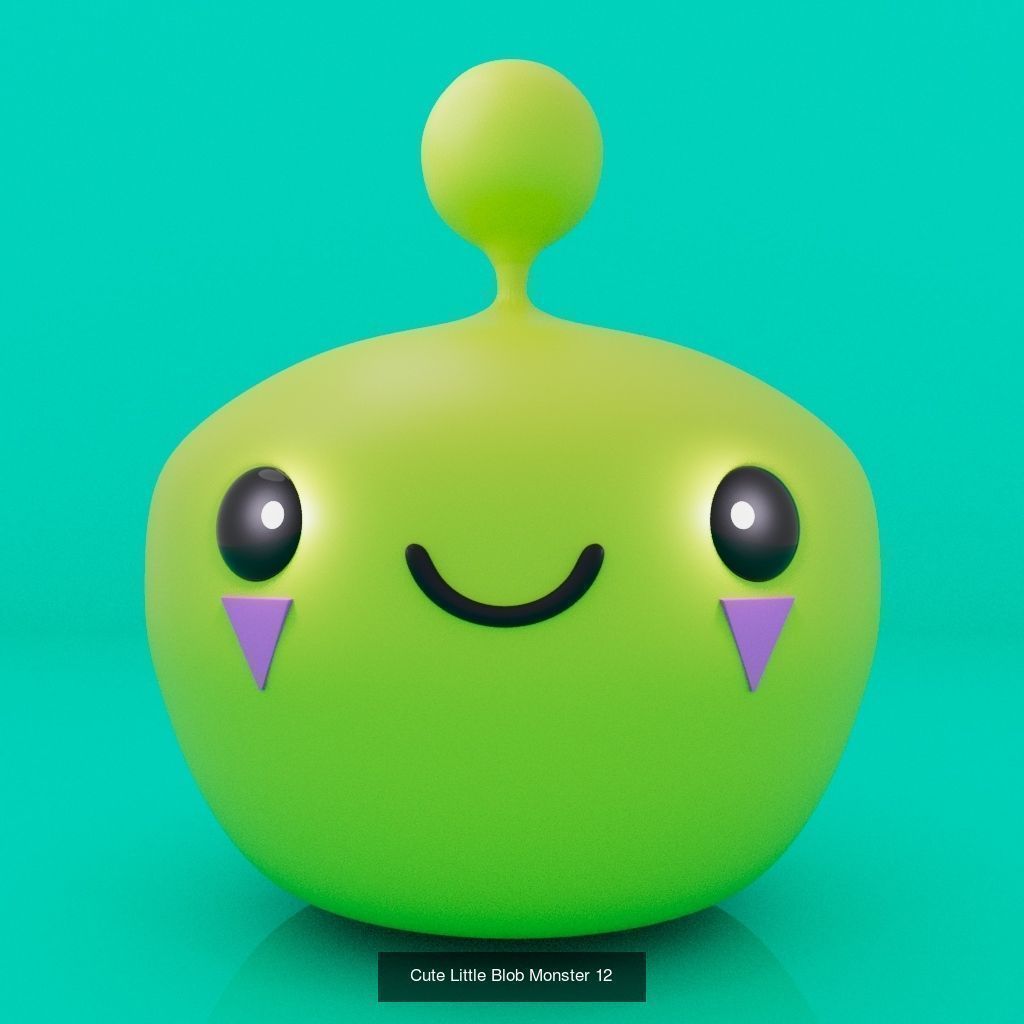 Cute Little Blob Monsters 3D Model Collection_12