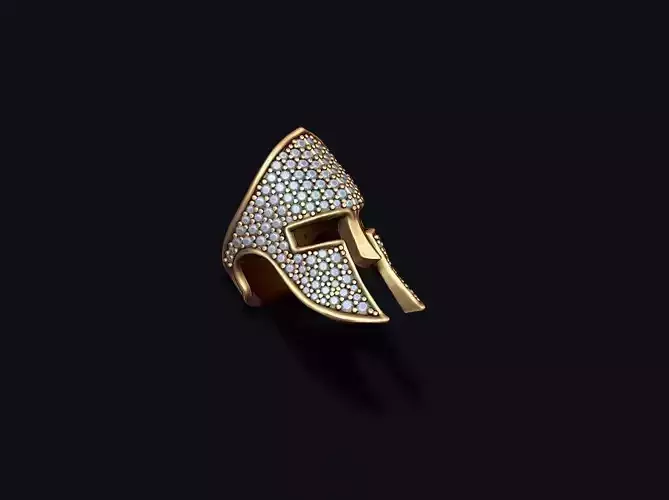 Spartan helmet ring with gems