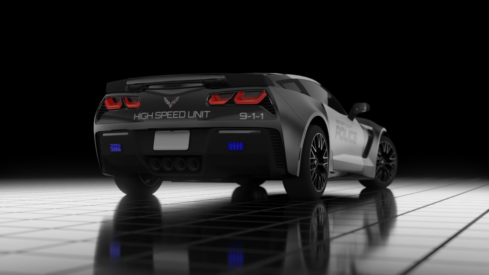 Police Corvette C7 3d Model Low-poly 3D model_3