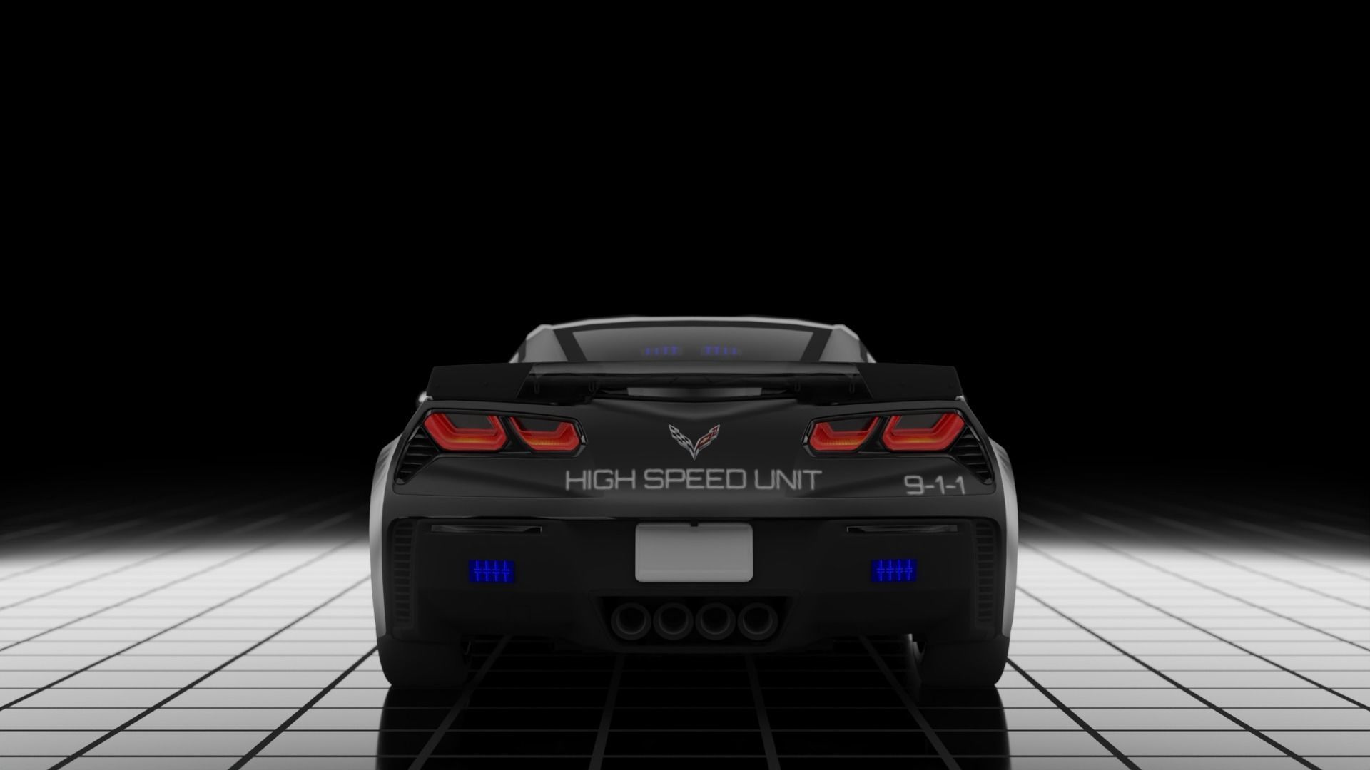 Police Corvette C7 3d Model Low-poly 3D model_1