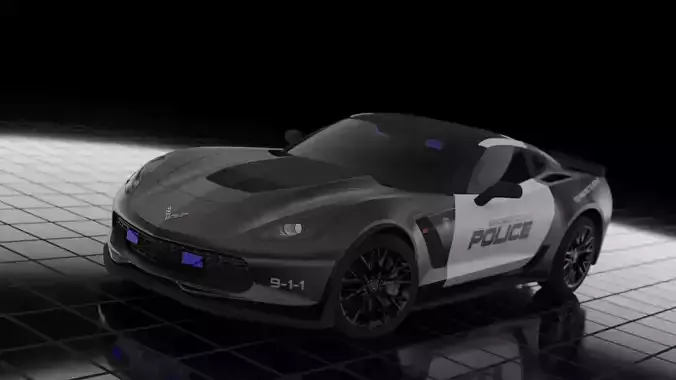 Police Corvette C7 3d Model