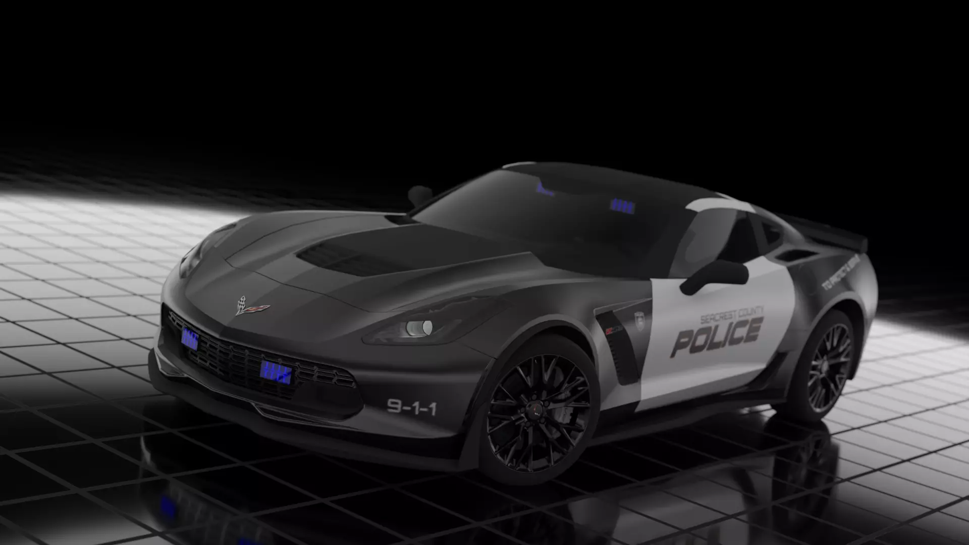 Police Corvette C7 3d Model Low-poly 3D model_0