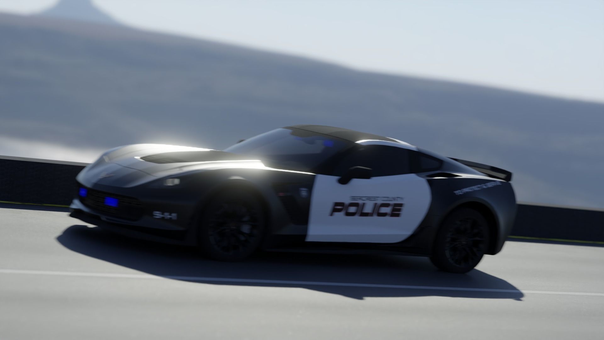 Police Corvette C7 3d Model Low-poly 3D model_7