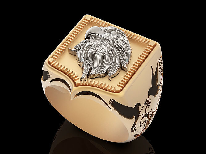 Eagle ring gold  jewelry printable 3D model 3D print model