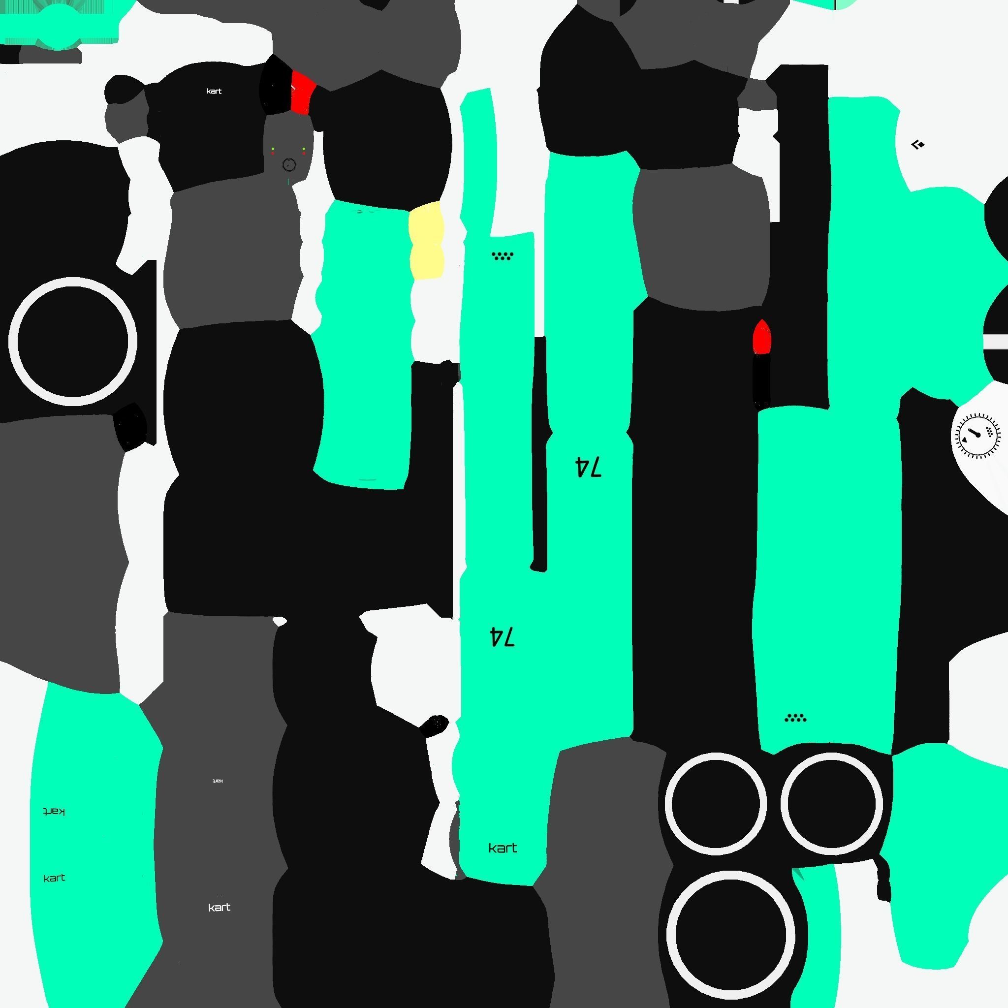 Cartoon Kart E08 Aqua - Vehicle Racing Design Low-poly 3D model_20