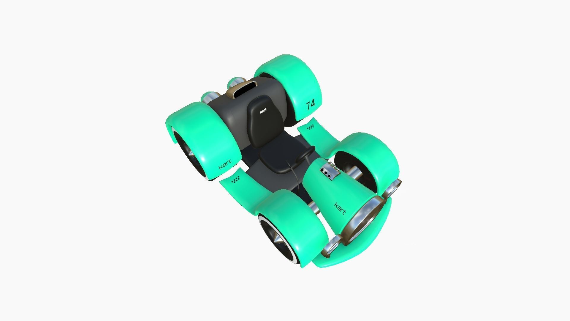 Cartoon Kart E08 Aqua - Vehicle Racing Design Low-poly 3D model_4