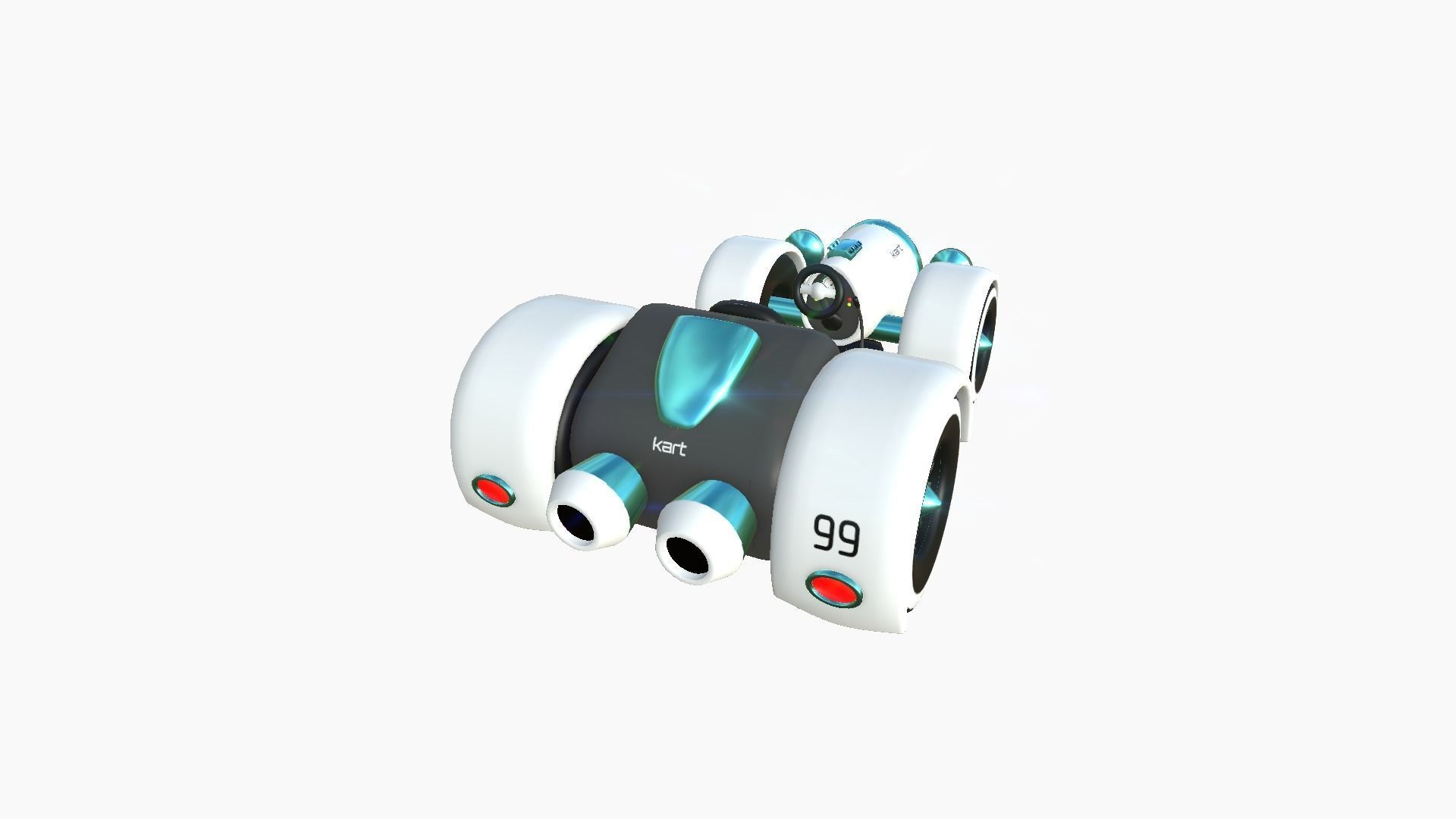Cartoon Kart E10 White - Vehicle Racing Design Low-poly 3D model_3