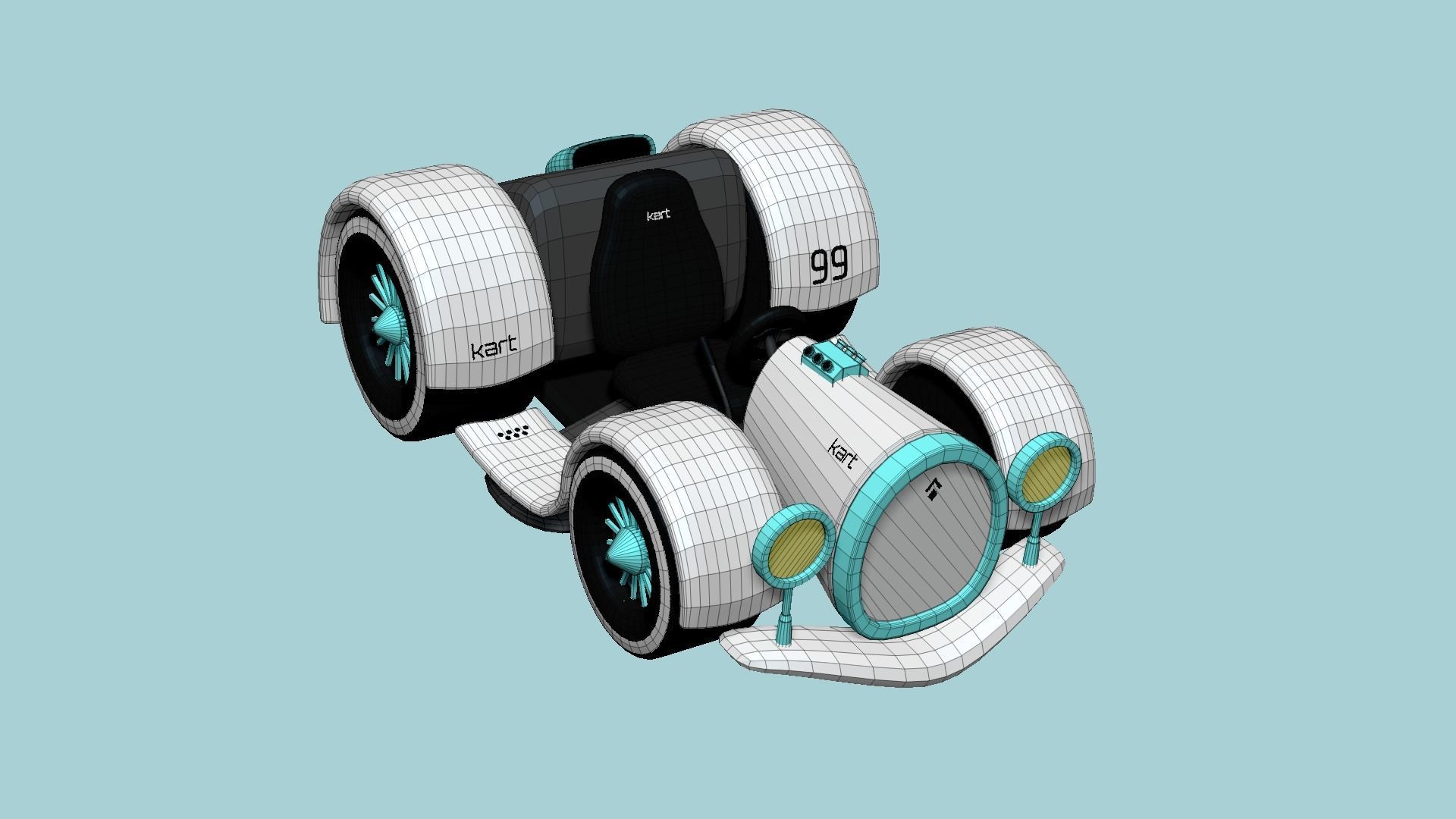 Cartoon Kart E10 White - Vehicle Racing Design Low-poly 3D model_6