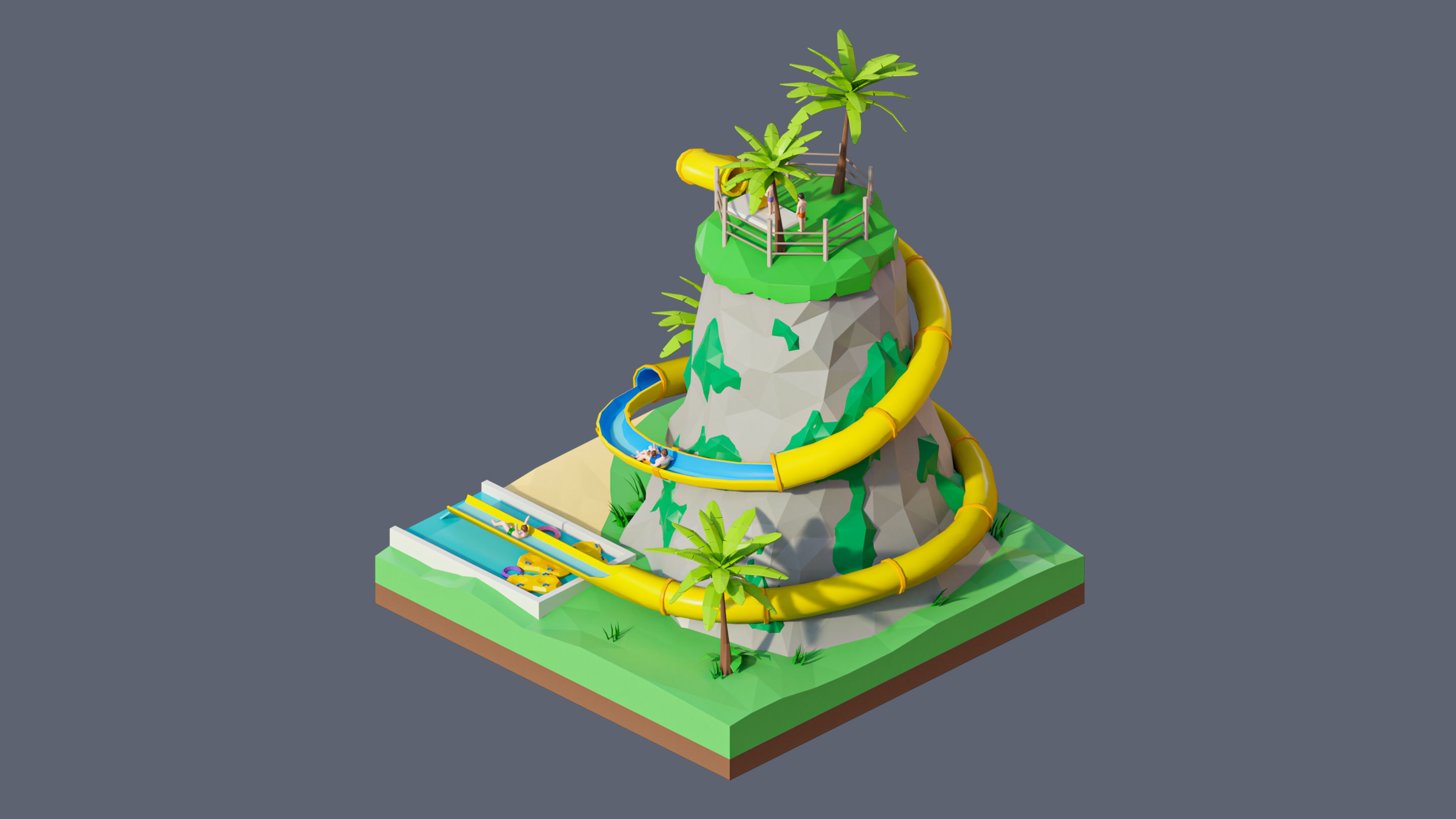 land 2A Low-poly 3D model_3