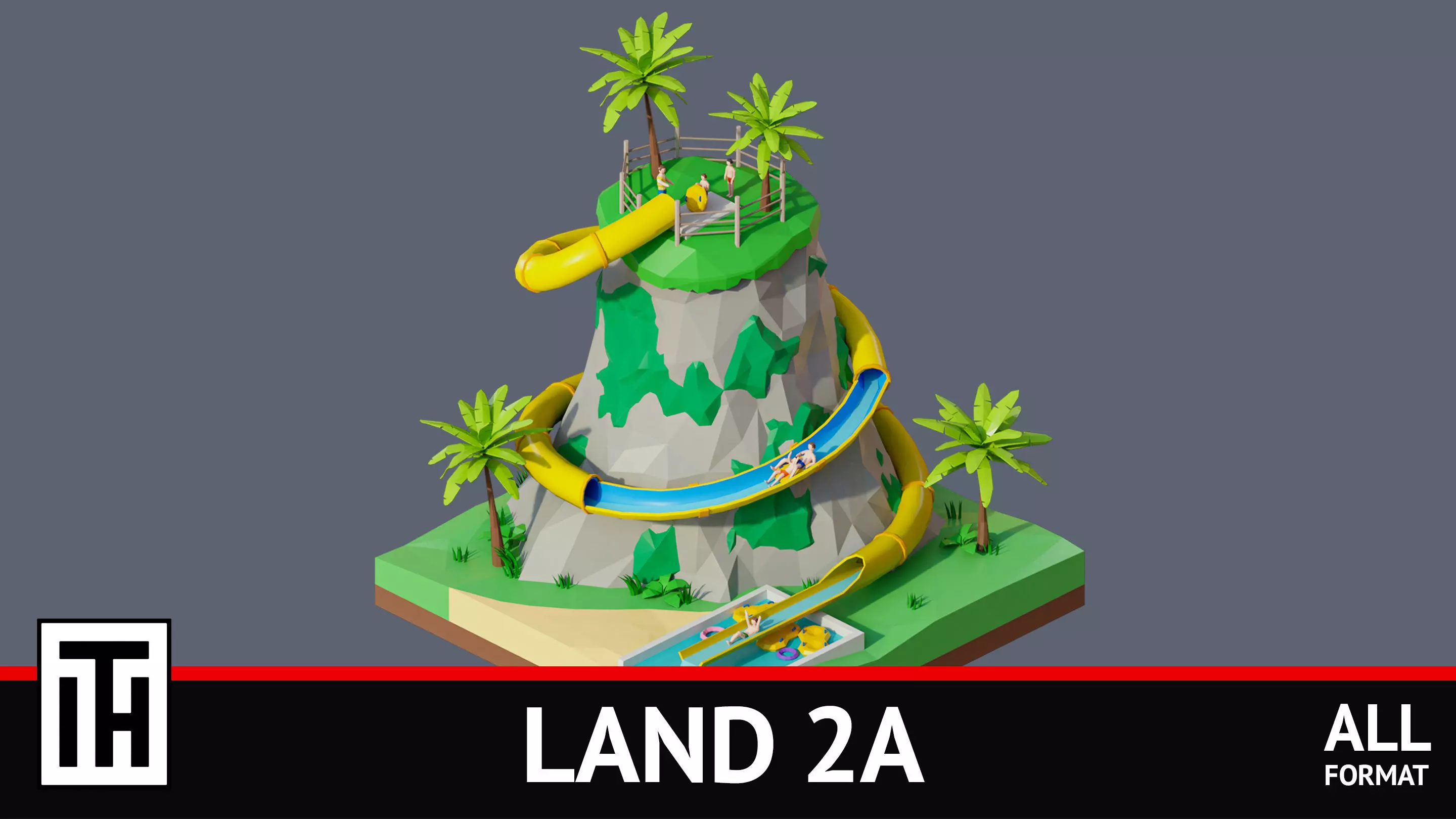 land 2A Low-poly 3D model_0