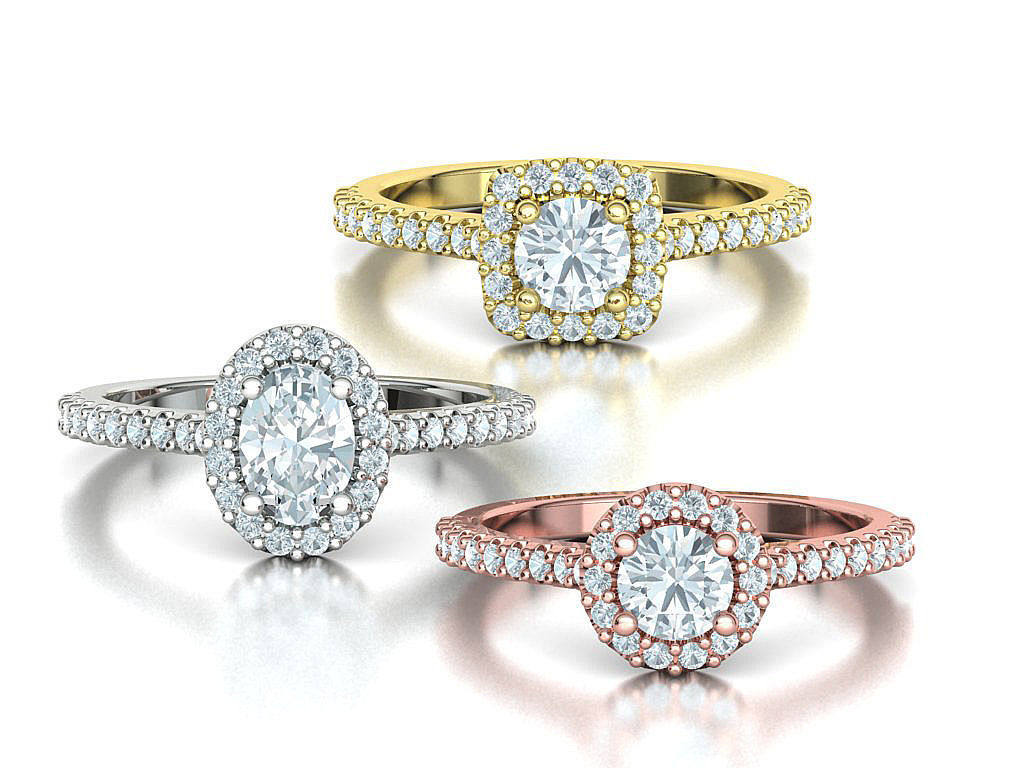 HALO RINGS COLLECTION 3 RINGS SET CGTrader