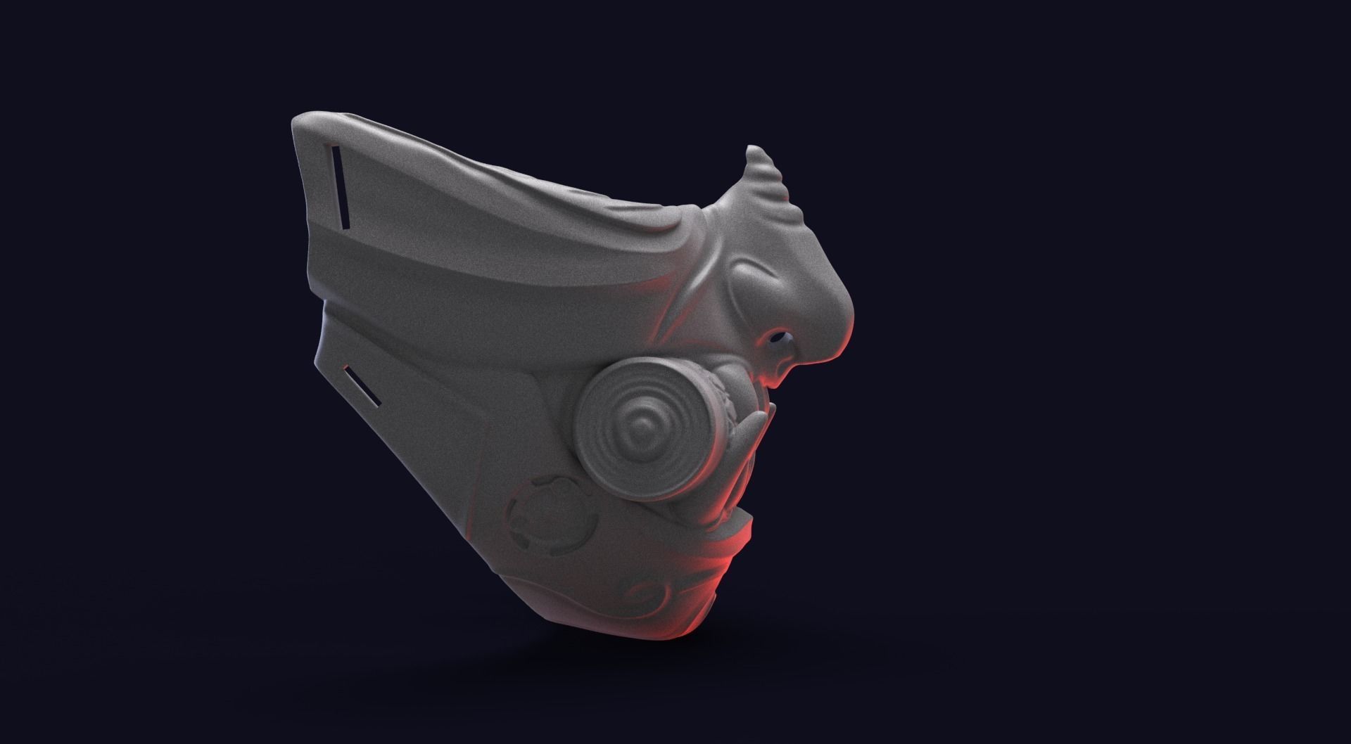 Oni mask 3D print model_7