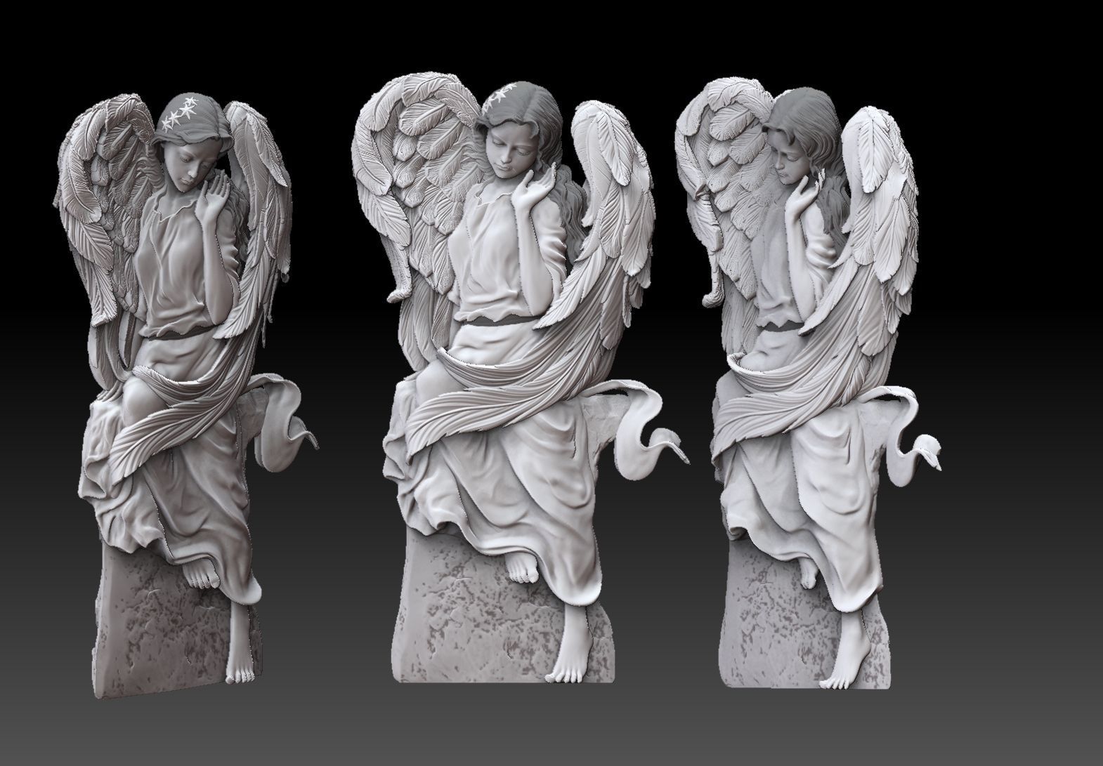 Cute angel girl statue cnc relief  3D print model_5