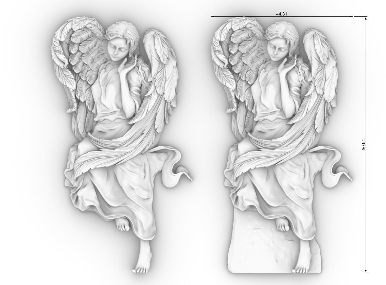 Cute angel girl statue cnc relief  3D print model_3