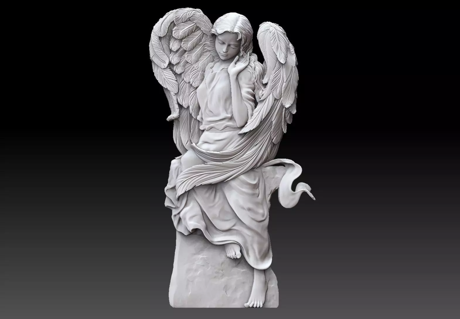 Cute angel girl statue cnc relief  3D print model_0