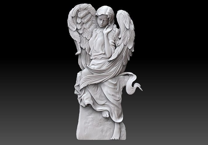 Cute angel girl statue cnc relief  3D print model
