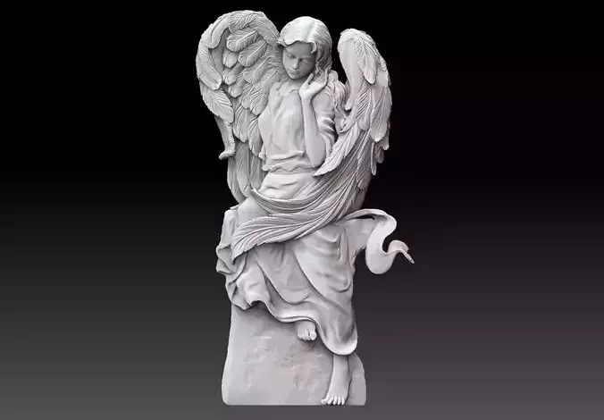Cute angel girl statue cnc relief  3D print model