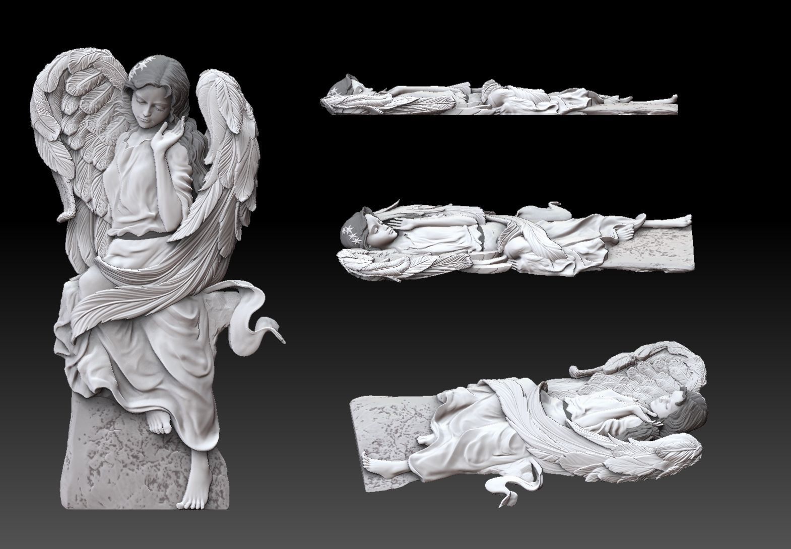 Cute angel girl statue cnc relief  3D print model_1