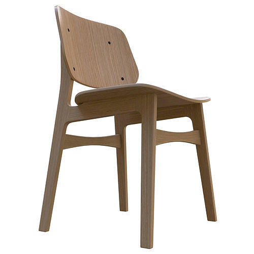 Modern Design Wood Chair High Poly 3D model 6