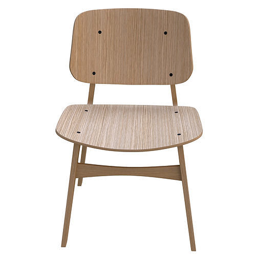 Modern Design Wood Chair High Poly 3D model 2