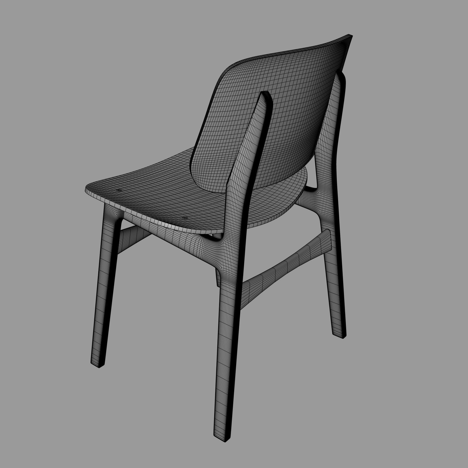 Modern Design Wood Chair High Poly 3D model_10