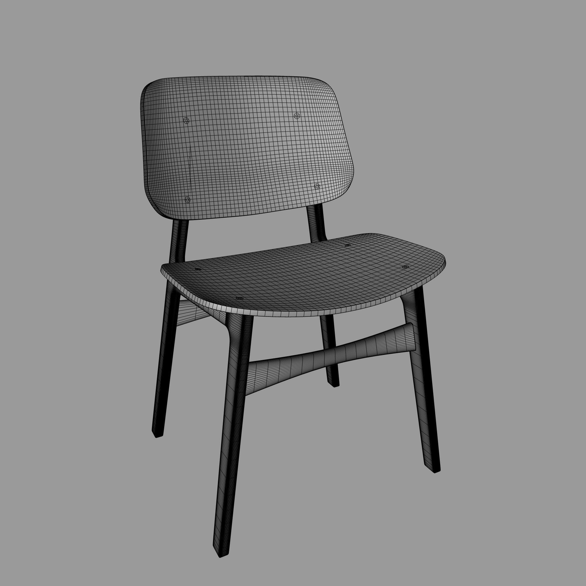 Modern Design Wood Chair High Poly 3D model_11