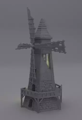 Ruined Windmill Tabletop Terrain 28 MM 3D print model