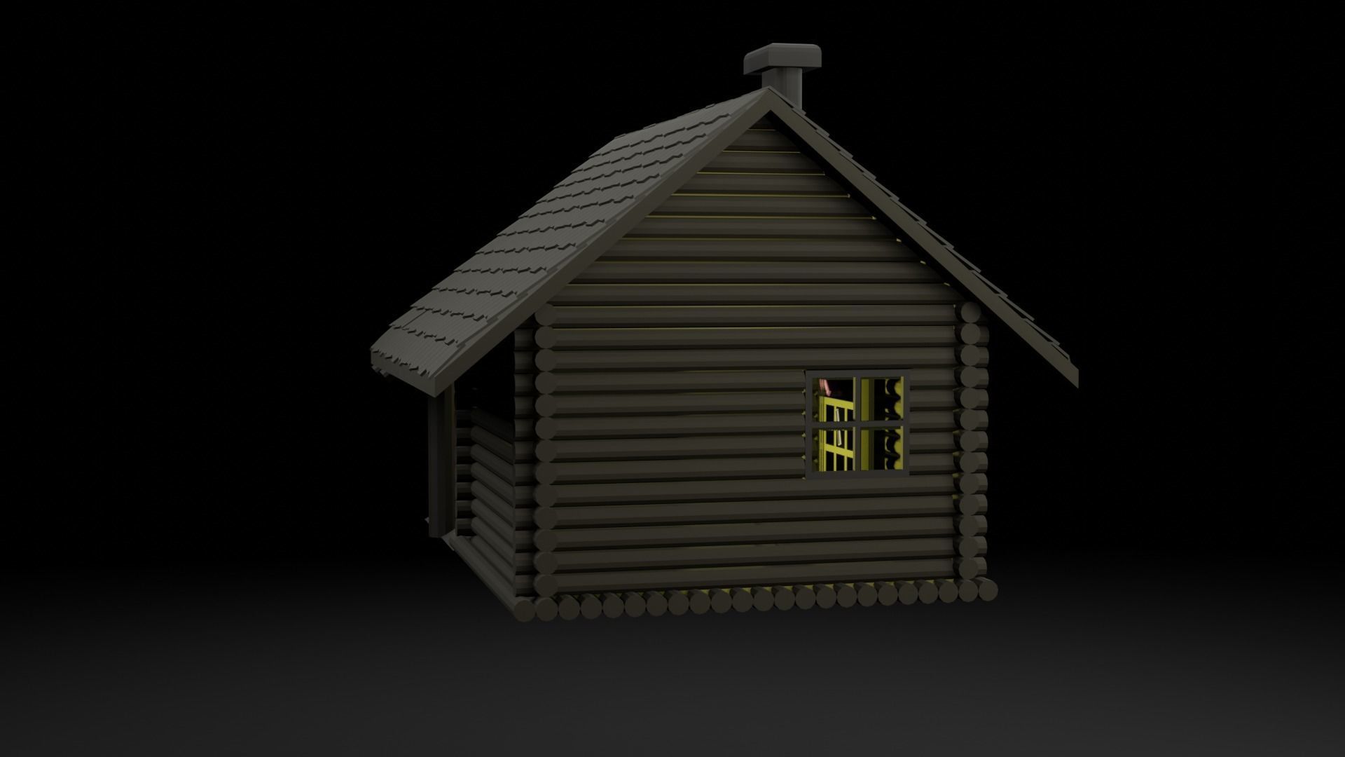Country wooden house with a gazebo PBR low-poly game ready Low-poly 3D model_3