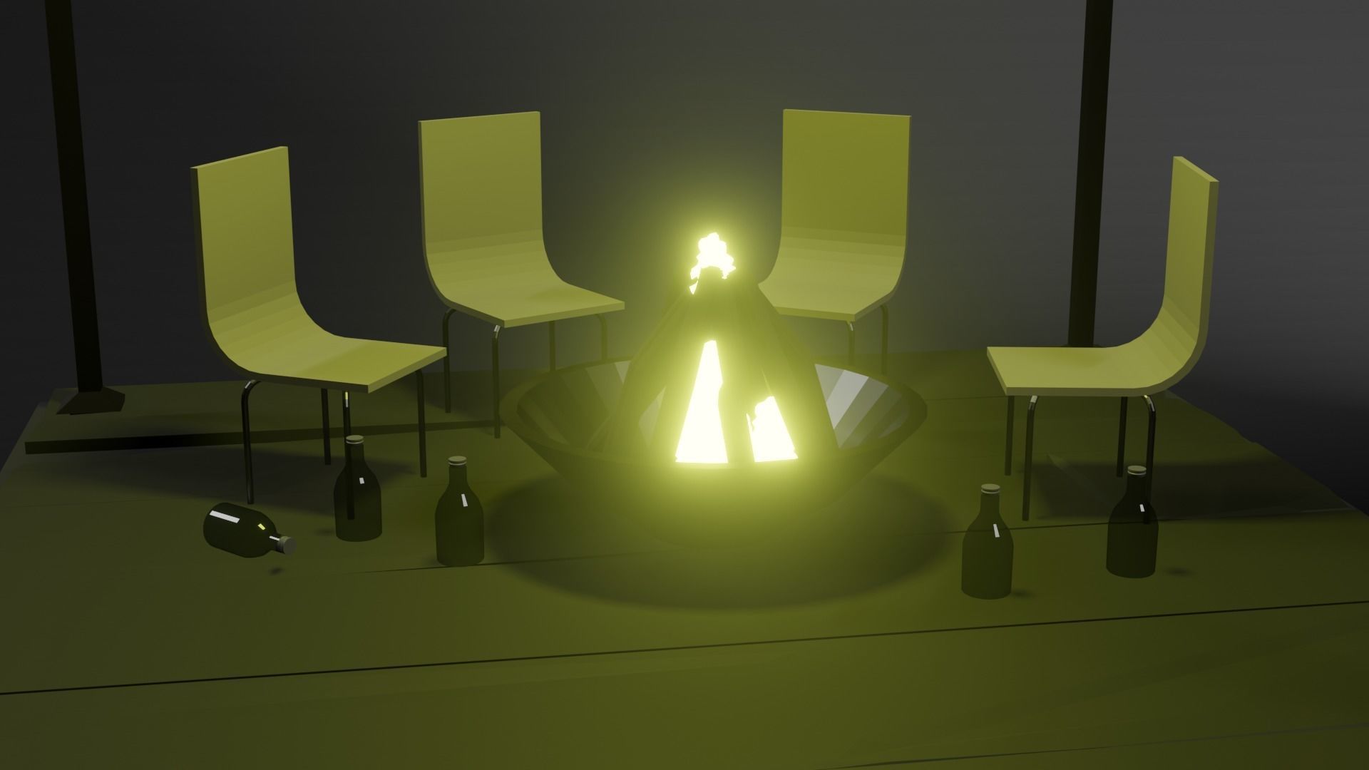 Country wooden house with a gazebo PBR low-poly game ready Low-poly 3D model_12