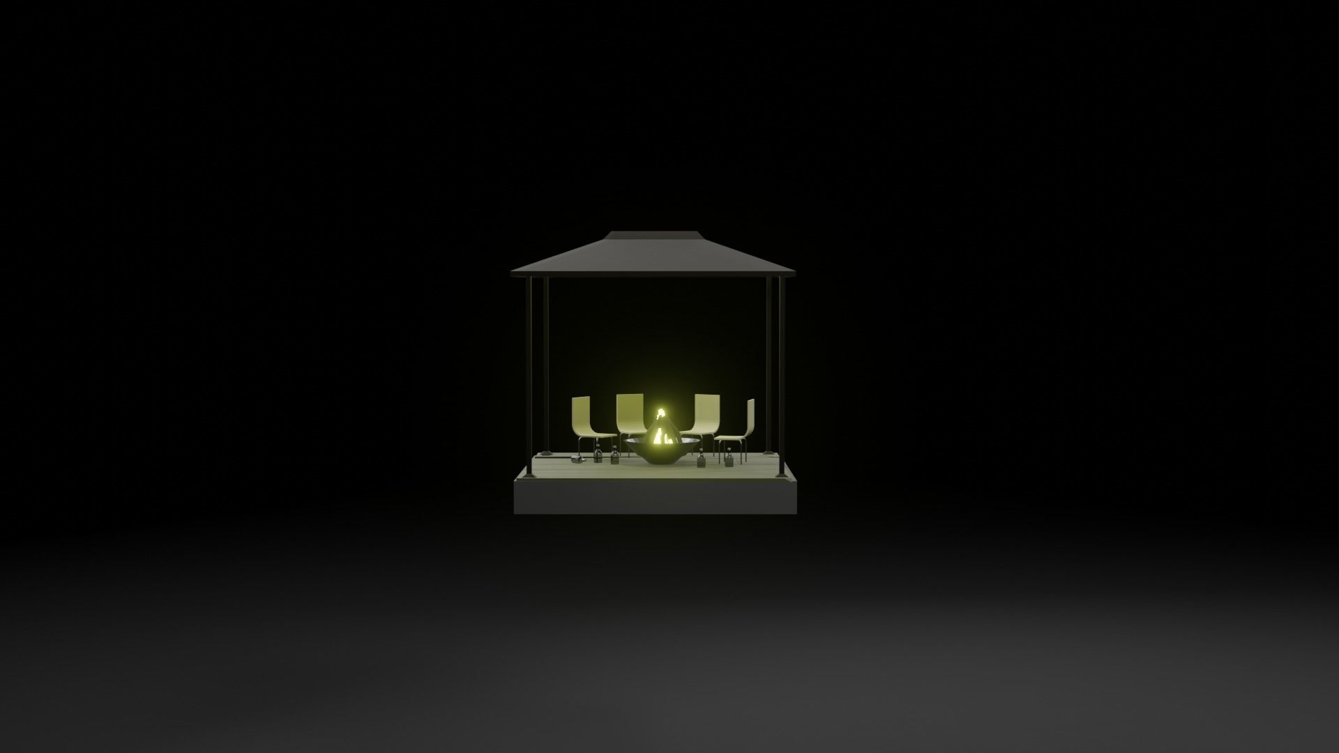 Country wooden house with a gazebo PBR low-poly game ready Low-poly 3D model_9