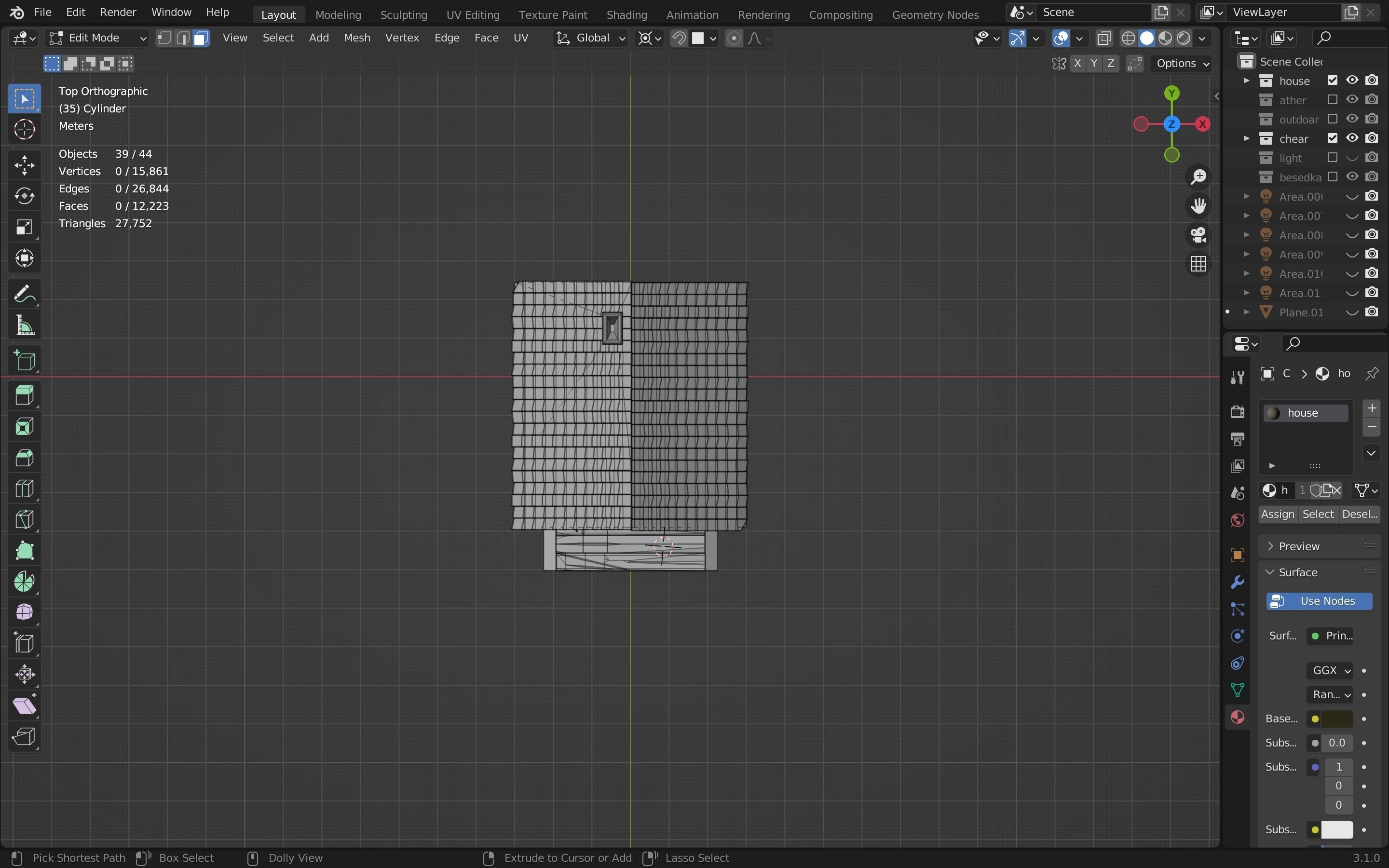 Country wooden house with a gazebo PBR low-poly game ready Low-poly 3D model_8