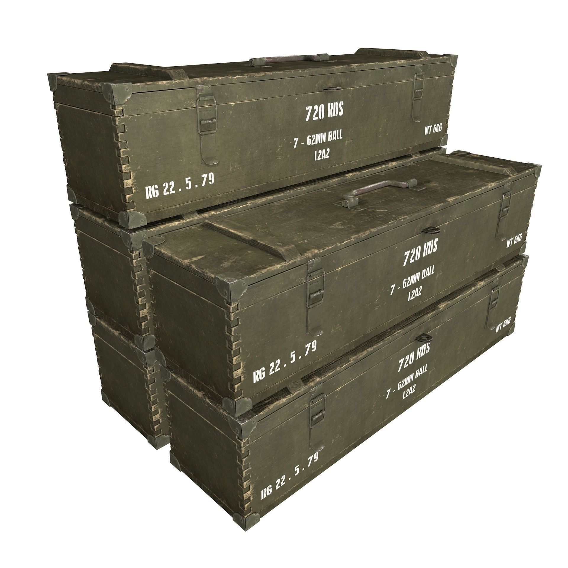 Military Wooden Crate Army Low Poly Low-poly 3D model_2
