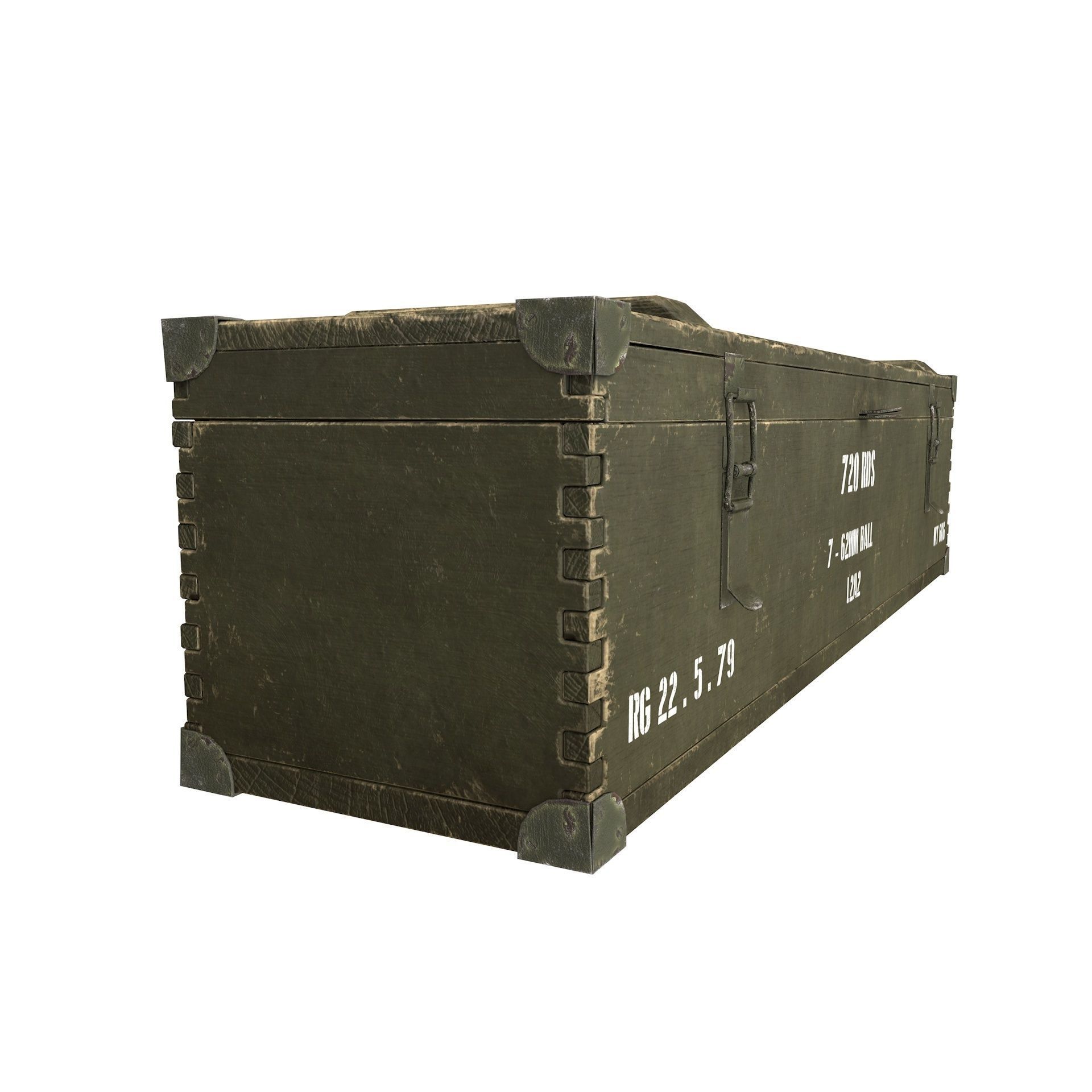 Military Wooden Crate Army Low Poly Low-poly 3D model_9