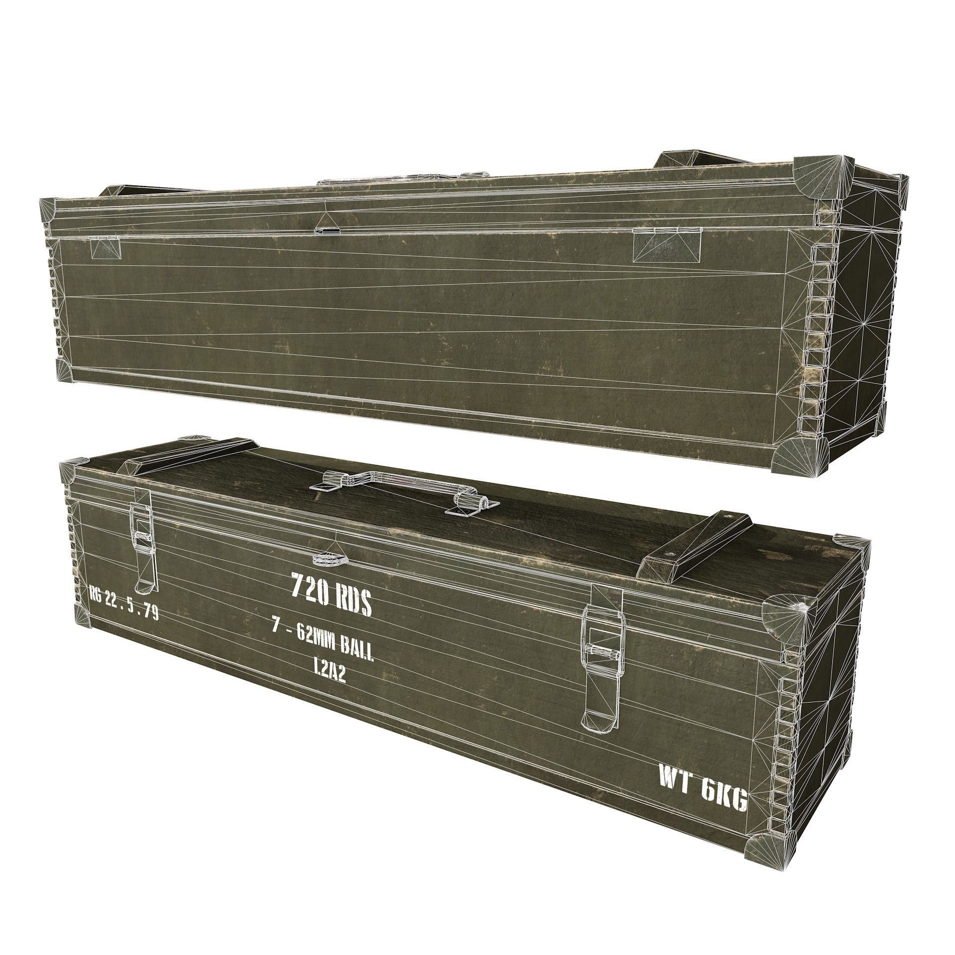Military Wooden Crate Army Low Poly Low-poly 3D model_13