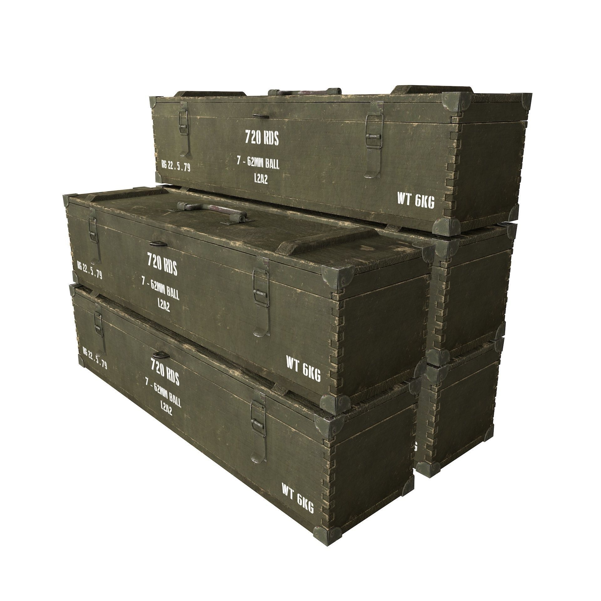 Military Wooden Crate Army Low Poly Low-poly 3D model_4