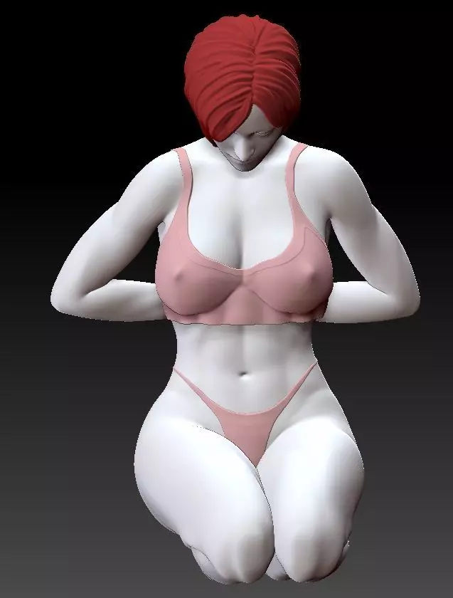 BOUNDED GIRL WITH HANDS BEHIND 3D print model_0