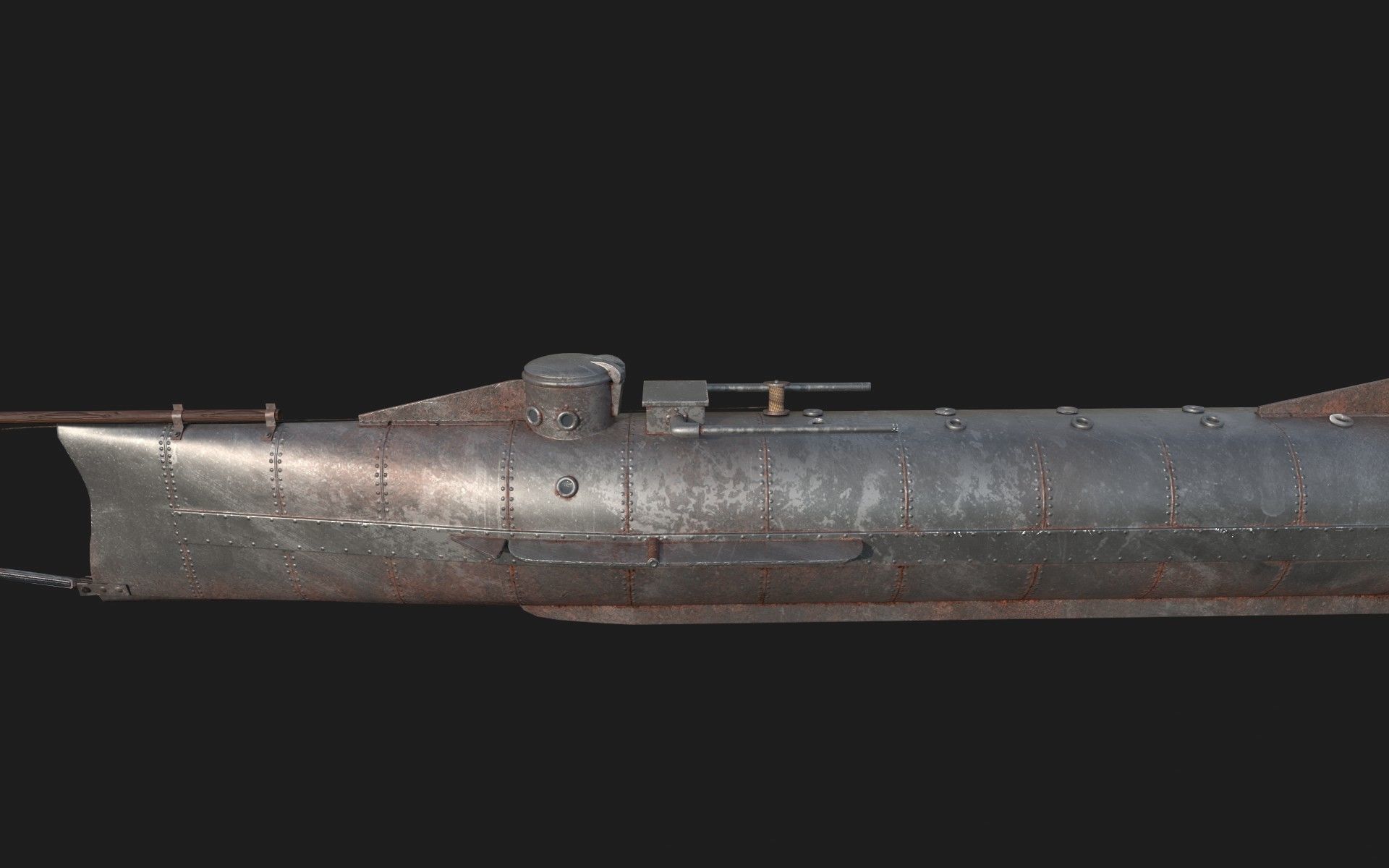 Hunley submarine Low-poly 3D model_5