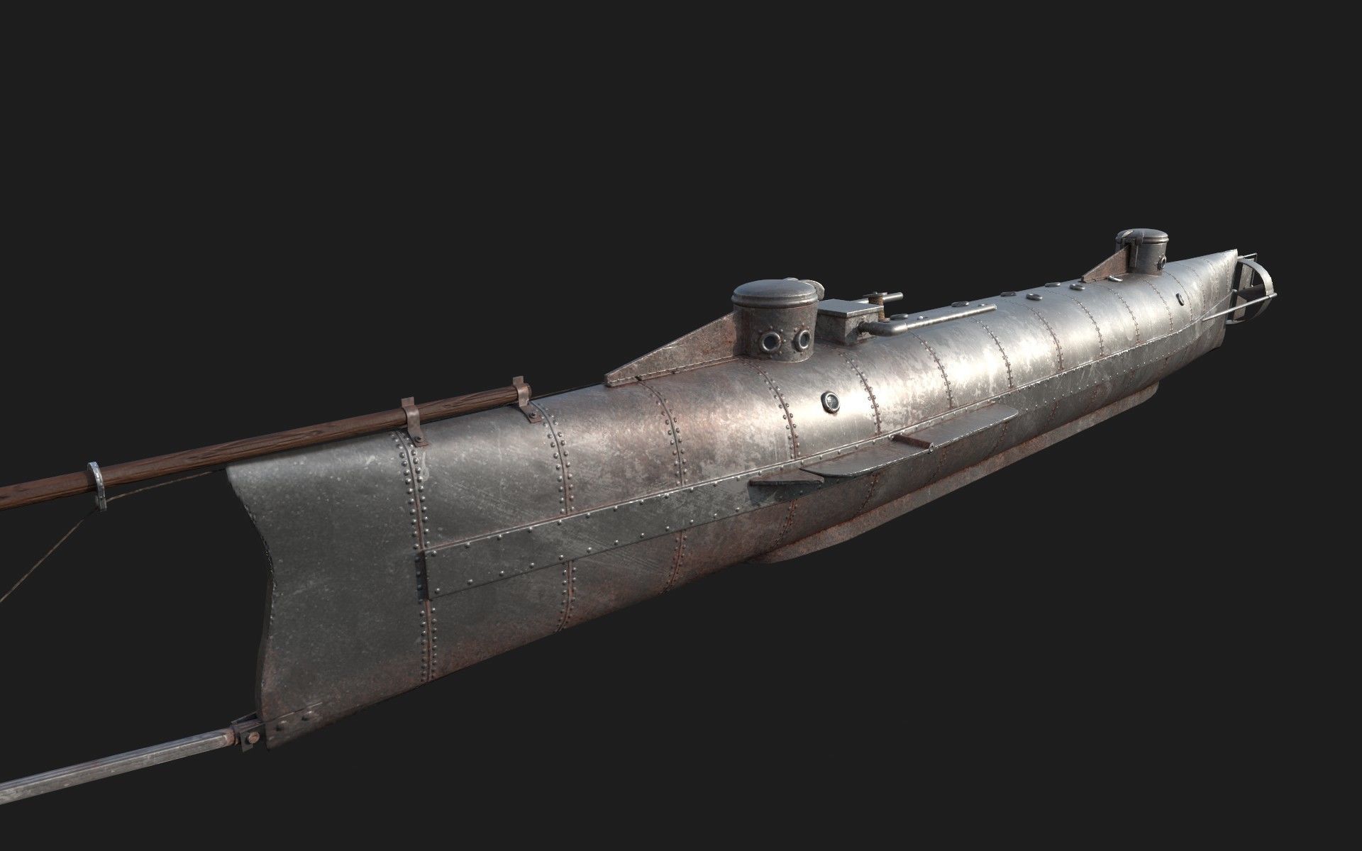 3D model Hunley submarine VR / AR / lowpoly CGTrader