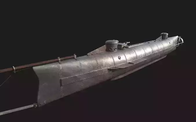 Hunley submarine Low-poly 3D model