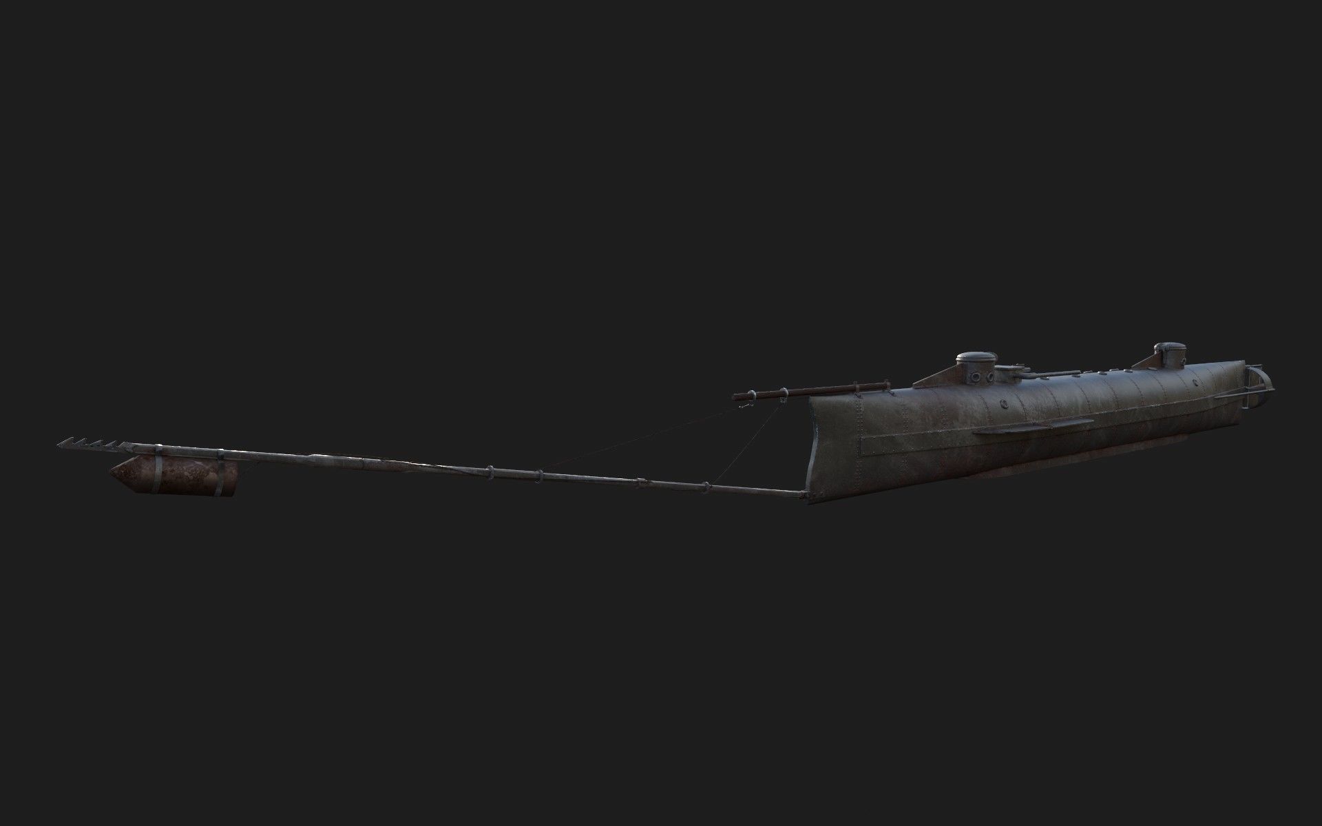 Hunley submarine Low-poly 3D model_4