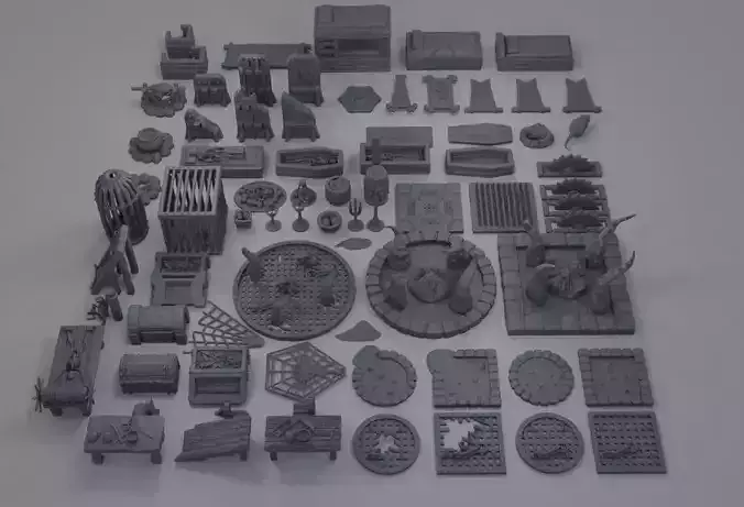 Dungeon Environment Pack 75 Scatter Tabletop terrain 28 mm 3D print model