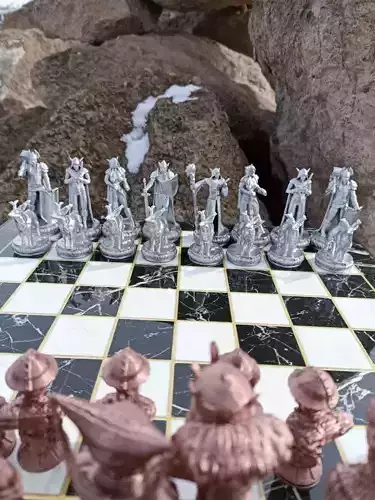 Elf Chess Game Set - Medieval Chess Set 3D print model