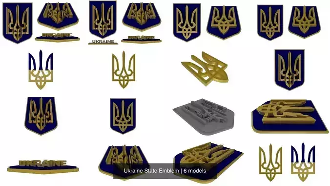 Ukraine State Emblem 3D Model Collection