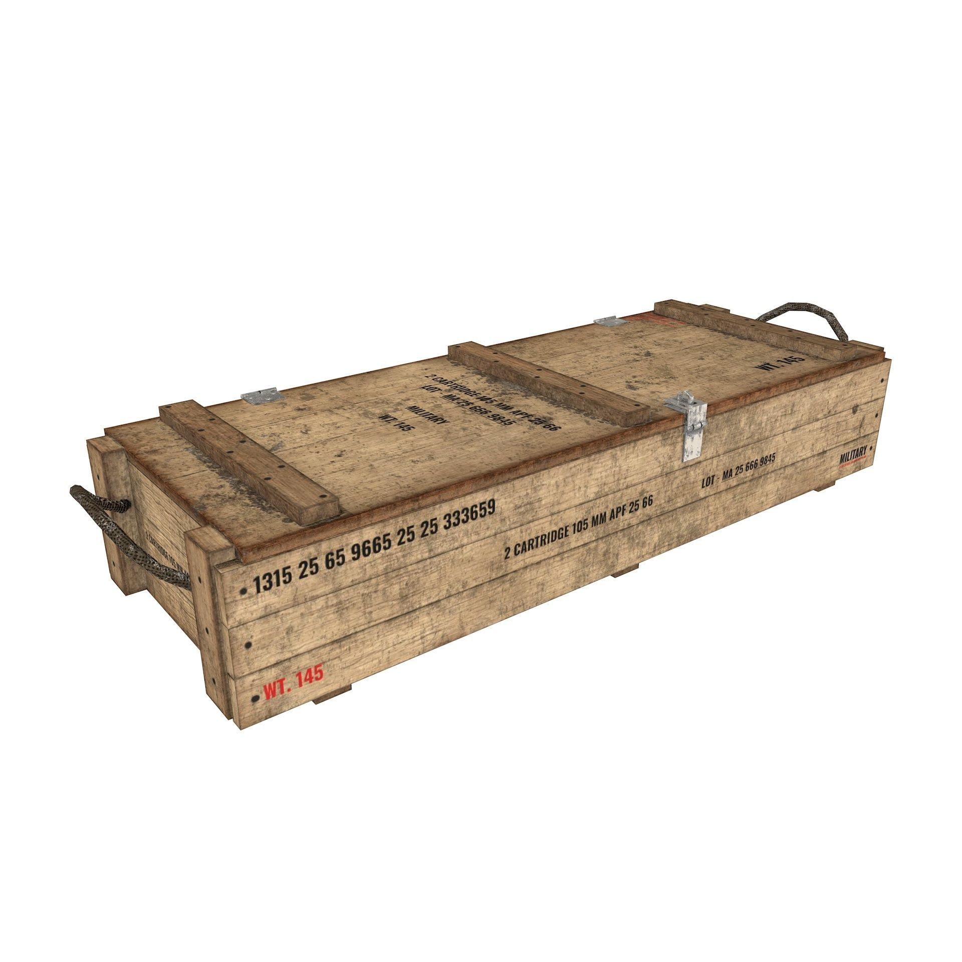 Rifle Wooden Crate Military Ammo Box Low Poly Low-poly 3D model_8