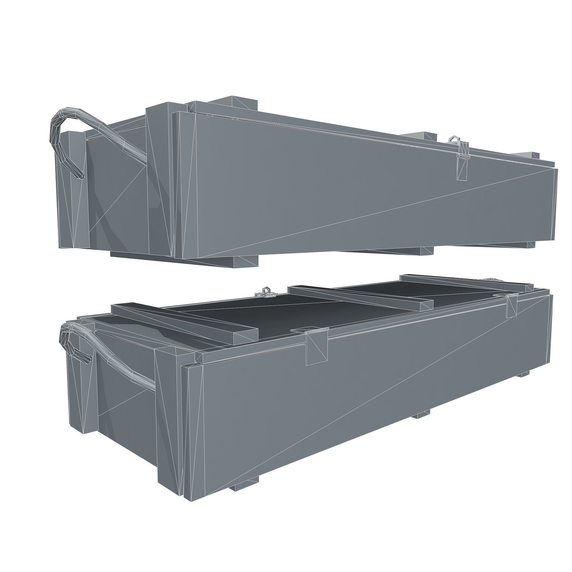 Rifle Wooden Crate Military Ammo Box Low Poly Low-poly 3D model_13