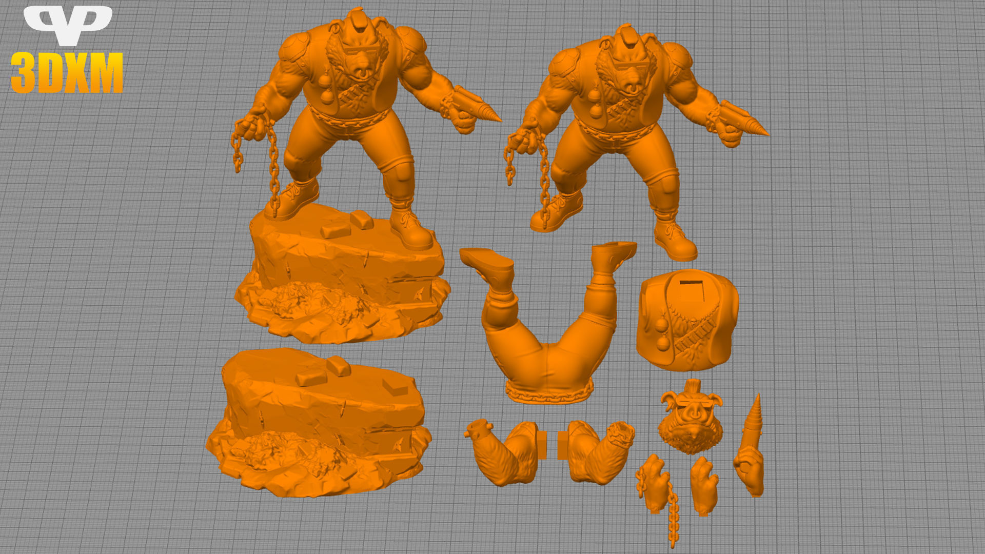 TMNT Bebop STL for 3D Printing ChibiSTL 3DXM 3D print model_1